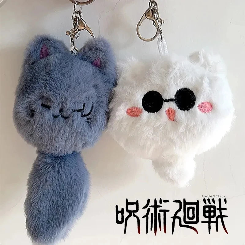 Llaveros de Gojo y Geto gatos esponjosos lindos